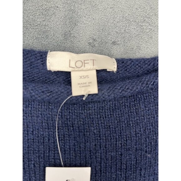 Loft Womens Sweater The Modern Poncho Blue Gold Buttons Size XS S - Picture 9 of 13
